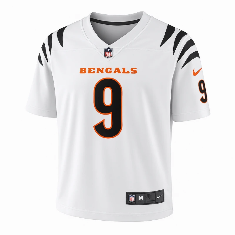 Cincinnati Bengals Burrow #9 Away Game Jersey (White)
